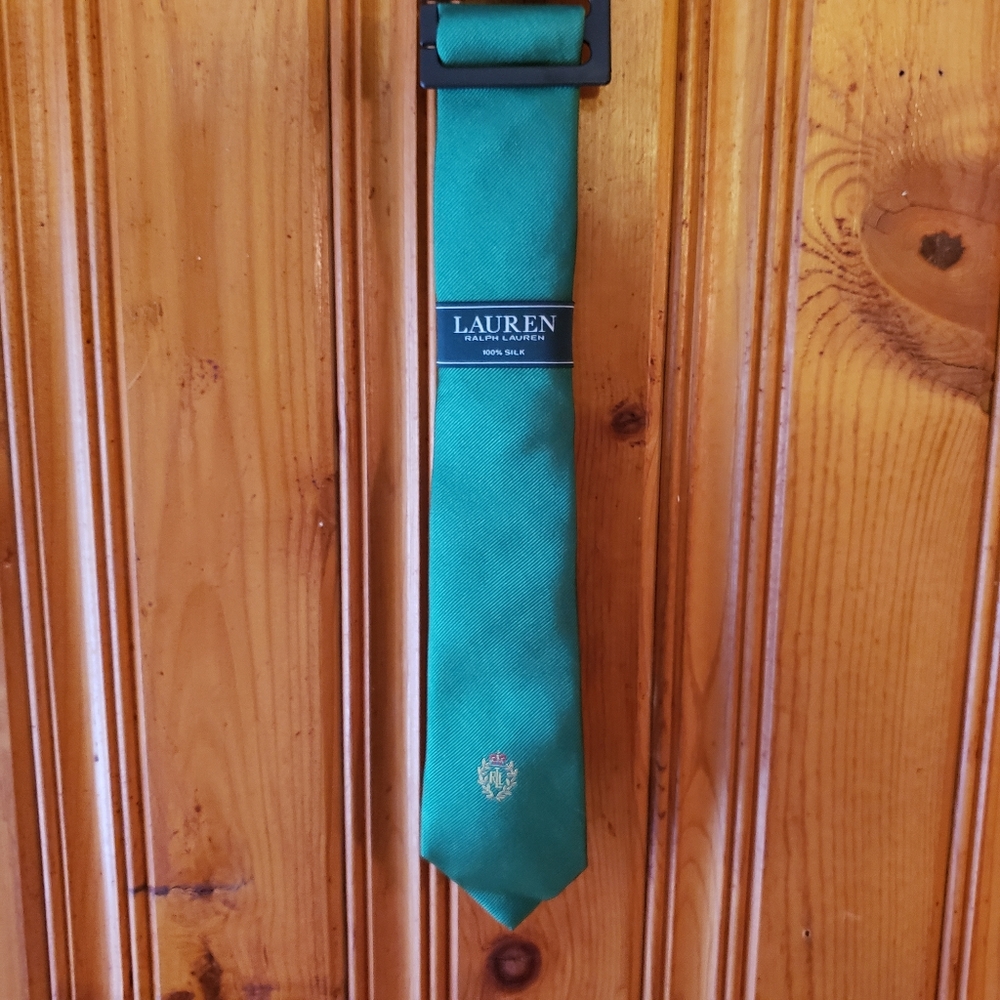Lauren Ralph Lauren Solid Green Crest Tie